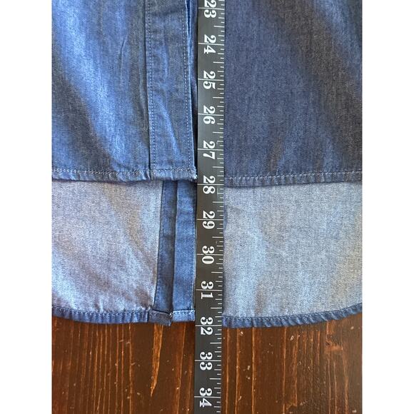 A.N.A. Denim Patchwork Button Up Shirt M Color Blocked Denim on Denim Trend - Picture 12 of 13